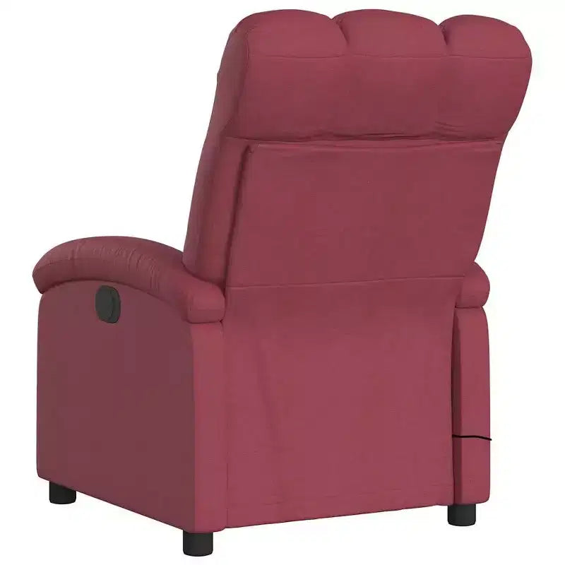 Fauteuil inclinable massant en tissu bordeaux - Inclinaison manuelle, Vibration, Confort rembourré, Poche latérale, Cadre durable
