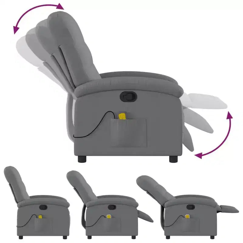 Fauteuil inclinable massant en tissu bordeaux - Inclinaison manuelle, Vibration, Confort rembourré, Poche latérale, Cadre durable