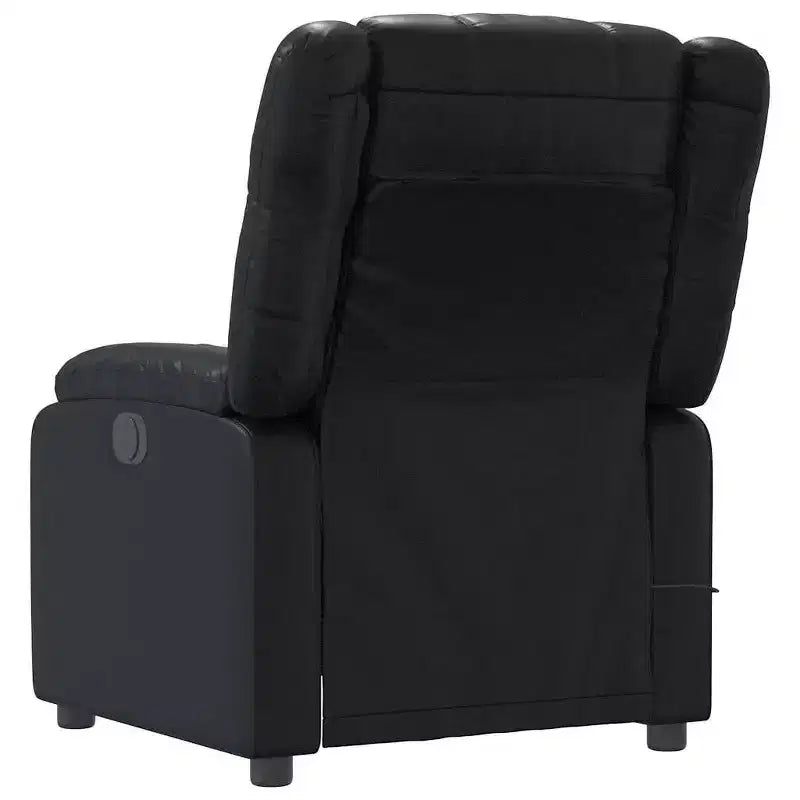 Fauteuil inclinable massant, inclinable réglable avec massage vibrant à 6 points, cuir noir