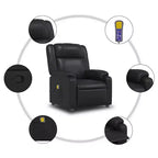 Fauteuil inclinable massant, inclinable réglable avec massage vibrant à 6 points, cuir noir