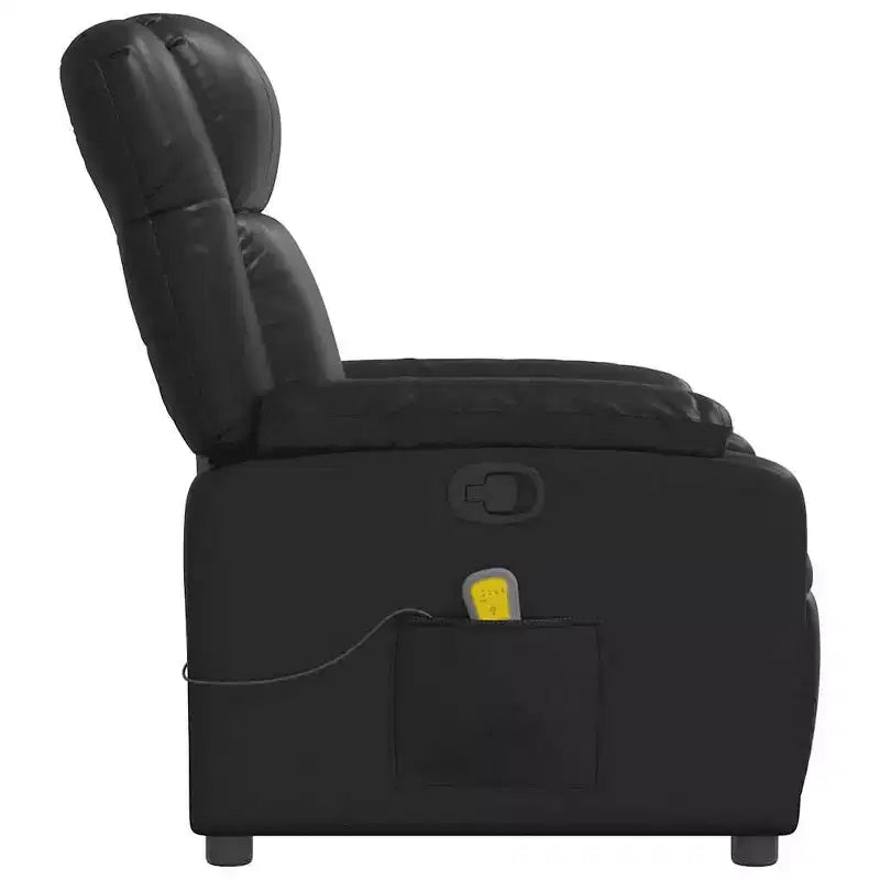 Fauteuil inclinable massant, inclinable réglable avec massage vibrant à 6 points, cuir noir