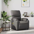 Fauteuil inclinable de massage en cuir pour salon, cinéma maison, massage vibrant à 6 points, dossier et repose-pieds réglables, poche latérale, gris