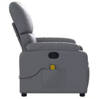 Fauteuil inclinable de massage en cuir pour salon, cinéma maison, massage vibrant à 6 points, dossier et repose-pieds réglables, poche latérale, gris
