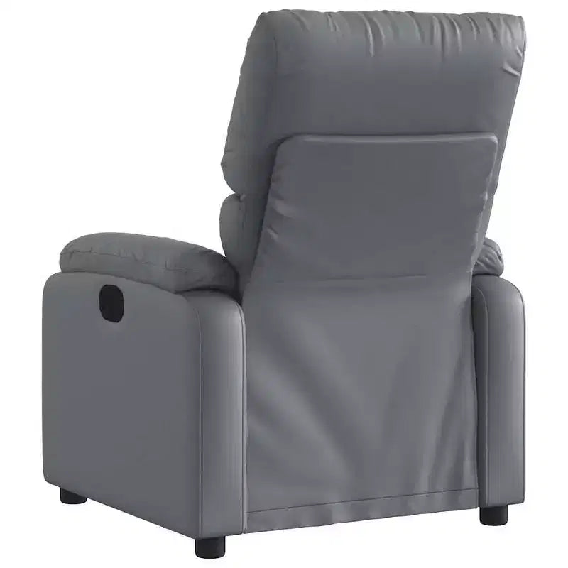 Fauteuil inclinable de massage en cuir pour salon, cinéma maison, massage vibrant à 6 points, dossier et repose-pieds réglables, poche latérale, gris