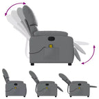 Fauteuil inclinable de massage en cuir pour salon, cinéma maison, massage vibrant à 6 points, dossier et repose-pieds réglables, poche latérale, gris