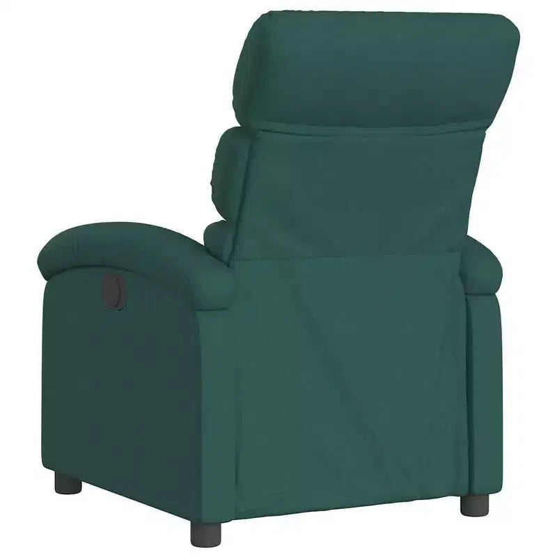 Fauteuil inclinable électrique pour personnes âgées - Fauteuil en tissu réglable, vert foncé, avec inclinaison motorisée, rembourrage confort, poche latérale