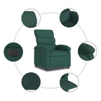 Fauteuil inclinable électrique pour personnes âgées - Fauteuil en tissu réglable, vert foncé, avec inclinaison motorisée, rembourrage confort, poche latérale