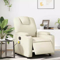 Fauteuil relax massant électrique - Fauteuil inclinable réglable en similicuir crème avec porte-gobelets pour salon/bureau