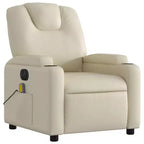 Fauteuil relax massant électrique - Fauteuil inclinable réglable en similicuir crème avec porte-gobelets pour salon/bureau