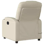 Fauteuil relax massant électrique - Fauteuil inclinable réglable en similicuir crème avec porte-gobelets pour salon/bureau