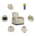 Fauteuil relax massant électrique - Fauteuil inclinable réglable en similicuir crème avec porte-gobelets pour salon/bureau