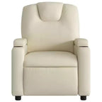 Fauteuil relax massant électrique - Fauteuil inclinable réglable en similicuir crème avec porte-gobelets pour salon/bureau