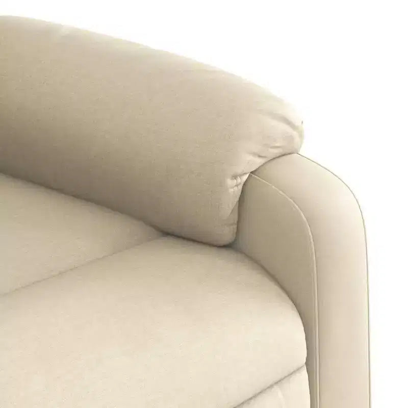 Fauteuil inclinable de massage électrique en tissu crème - Dossier et repose-pieds auto-ajustables, massage par vibration, rembourrage confortable
