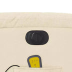 Fauteuil inclinable de massage électrique en tissu crème - Dossier et repose-pieds auto-ajustables, massage par vibration, rembourrage confortable