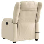 Fauteuil inclinable de massage électrique en tissu crème - Dossier et repose-pieds auto-ajustables, massage par vibration, rembourrage confortable