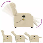 Fauteuil inclinable de massage électrique en tissu crème - Dossier et repose-pieds auto-ajustables, massage par vibration, rembourrage confortable