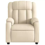 Fauteuil inclinable de massage électrique en tissu crème - Dossier et repose-pieds auto-ajustables, massage par vibration, rembourrage confortable