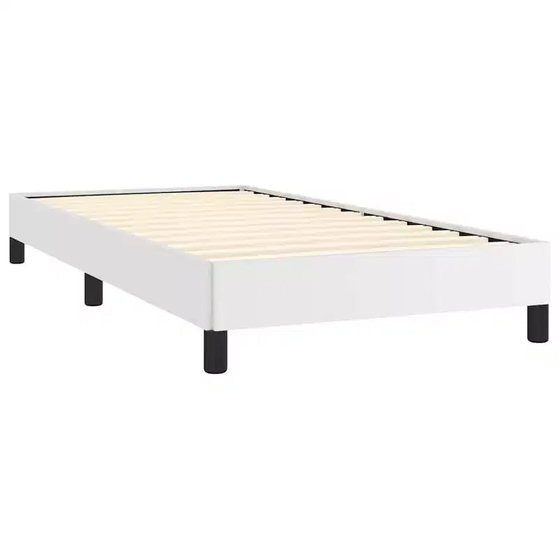 Cadre de Lit Twin XL, Cadre de Lit Plateforme Rembourré en Faux Cuir, Blanc, Sans Matelas