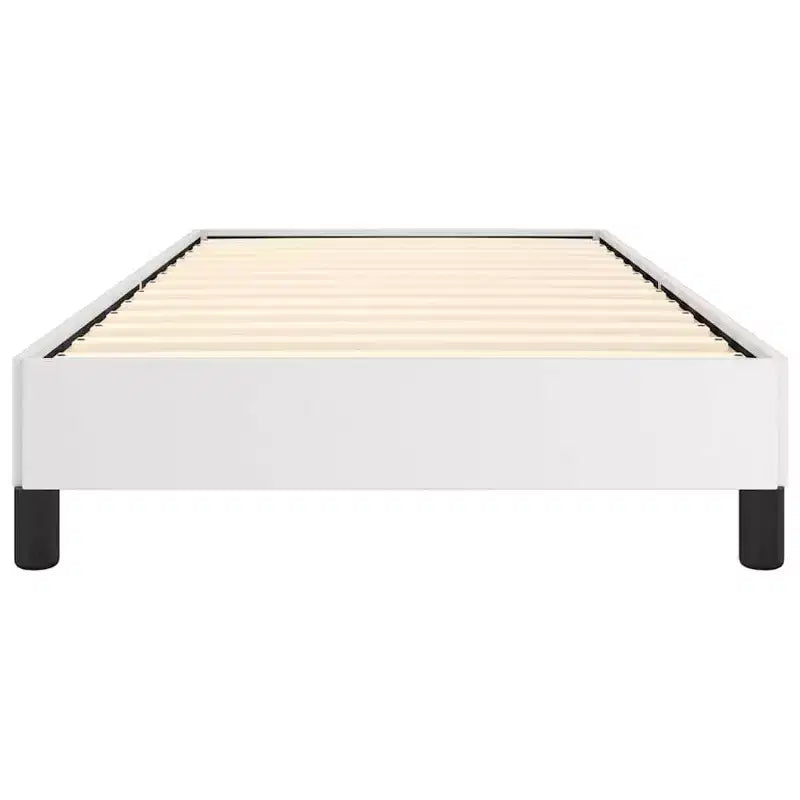 Cadre de Lit Twin XL, Cadre de Lit Plateforme Rembourré en Faux Cuir, Blanc, Sans Matelas