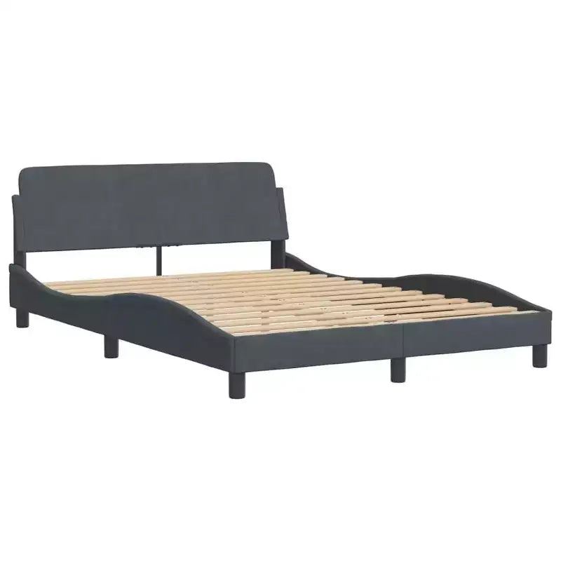 Cadre de lit avec tête de lit Plateforme Meubles de chambre Velours - Gris Foncé Double