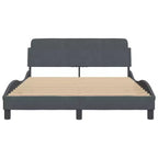 Cadre de lit avec tête de lit Plateforme Meubles de chambre Velours - Gris Foncé Double