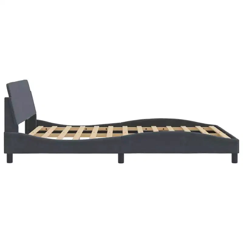 Cadre de lit avec tête de lit Plateforme Meubles de chambre Velours - Gris Foncé Double