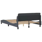 Cadre de lit avec tête de lit Plateforme Meubles de chambre Velours - Gris Foncé Double
