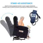 Fauteuil inclinable électrique en velours grande taille avec chauffage lombaire et massage vibrant à 8 points, fauteuil pour personnes âgées