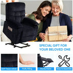 Fauteuil inclinable électrique en velours grande taille avec chauffage lombaire et massage vibrant à 8 points, fauteuil pour personnes âgées