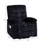 Fauteuil inclinable électrique en velours grande taille avec chauffage lombaire et massage vibrant à 8 points, fauteuil pour personnes âgées