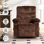 Fauteuil inclinable électrique en velours grande taille avec chauffage lombaire et massage vibrant à 8 points, fauteuil pour personnes âgées
