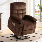 Fauteuil inclinable électrique en velours grande taille avec chauffage lombaire et massage vibrant à 8 points, fauteuil pour personnes âgées