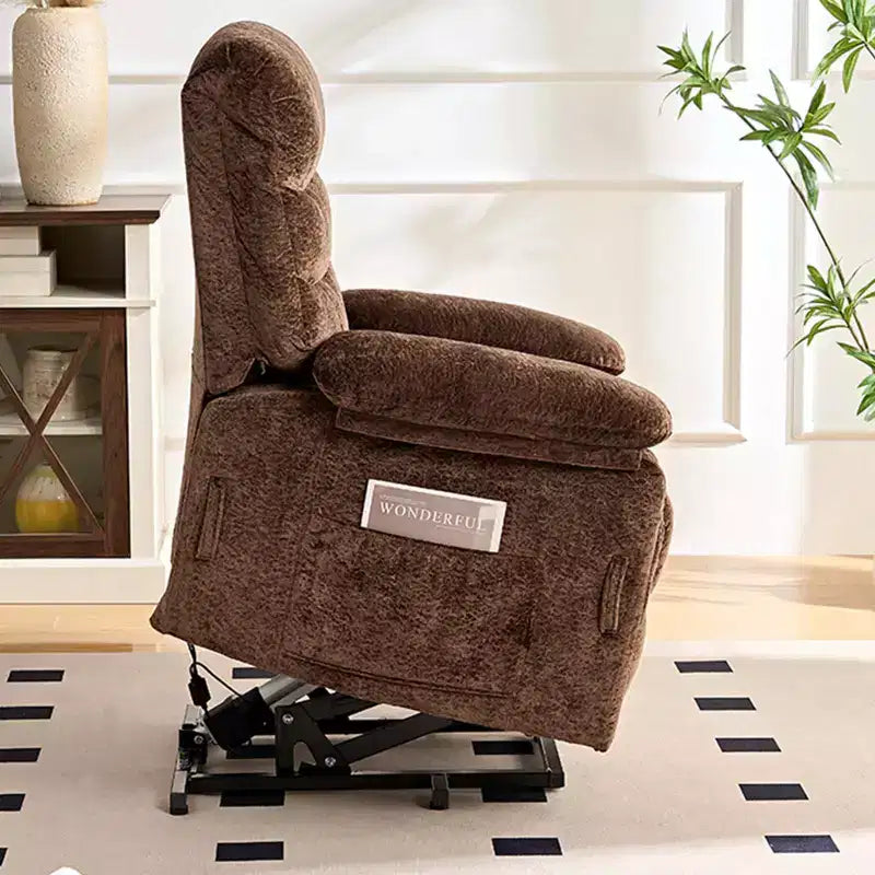 Fauteuil inclinable électrique en velours grande taille avec chauffage lombaire et massage vibrant à 8 points, fauteuil pour personnes âgées