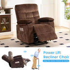 Fauteuil inclinable électrique en velours grande taille avec chauffage lombaire et massage vibrant à 8 points, fauteuil pour personnes âgées