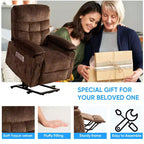 Fauteuil inclinable électrique en velours grande taille avec chauffage lombaire et massage vibrant à 8 points, fauteuil pour personnes âgées