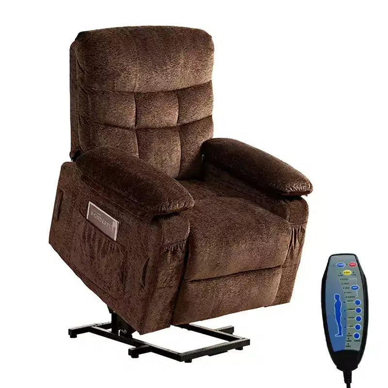 Fauteuil inclinable électrique en velours grande taille avec chauffage lombaire et massage vibrant à 8 points, fauteuil pour personnes âgées