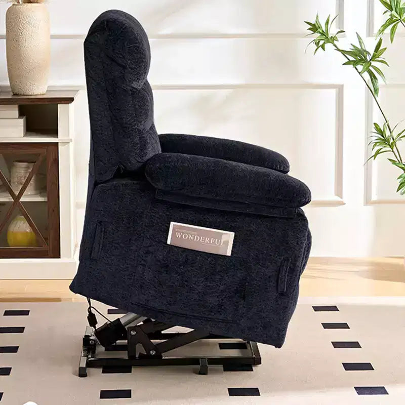 Fauteuil inclinable électrique en velours grande taille avec chauffage lombaire et massage vibrant à 8 points, fauteuil pour personnes âgées