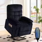 Fauteuil inclinable électrique en velours grande taille avec chauffage lombaire et massage vibrant à 8 points, fauteuil pour personnes âgées