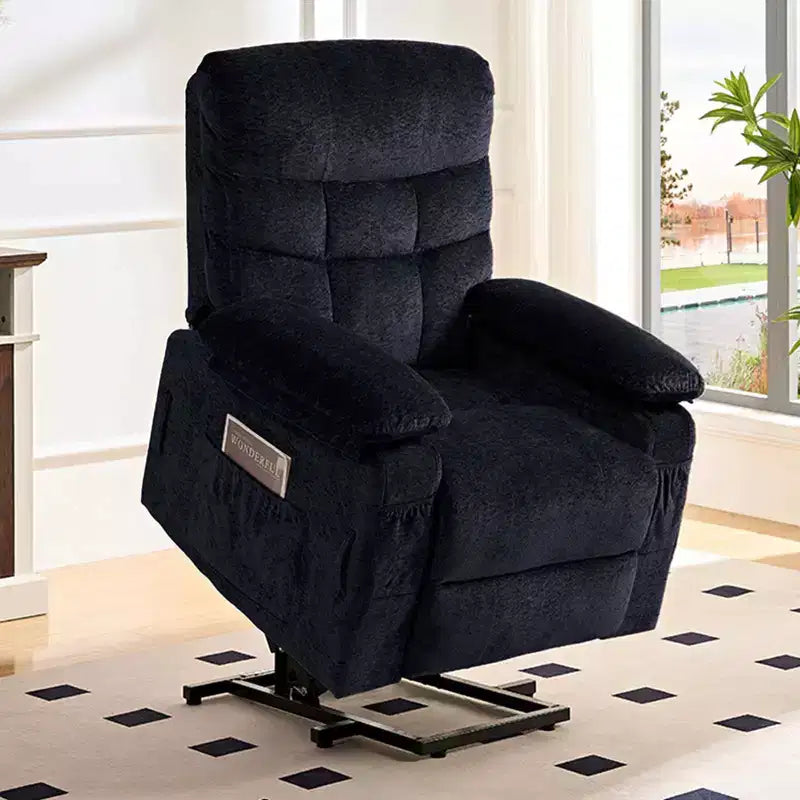 Fauteuil inclinable électrique en velours grande taille avec chauffage lombaire et massage vibrant à 8 points, fauteuil pour personnes âgées