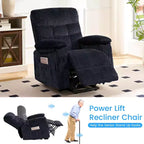 Fauteuil inclinable électrique en velours grande taille avec chauffage lombaire et massage vibrant à 8 points, fauteuil pour personnes âgées