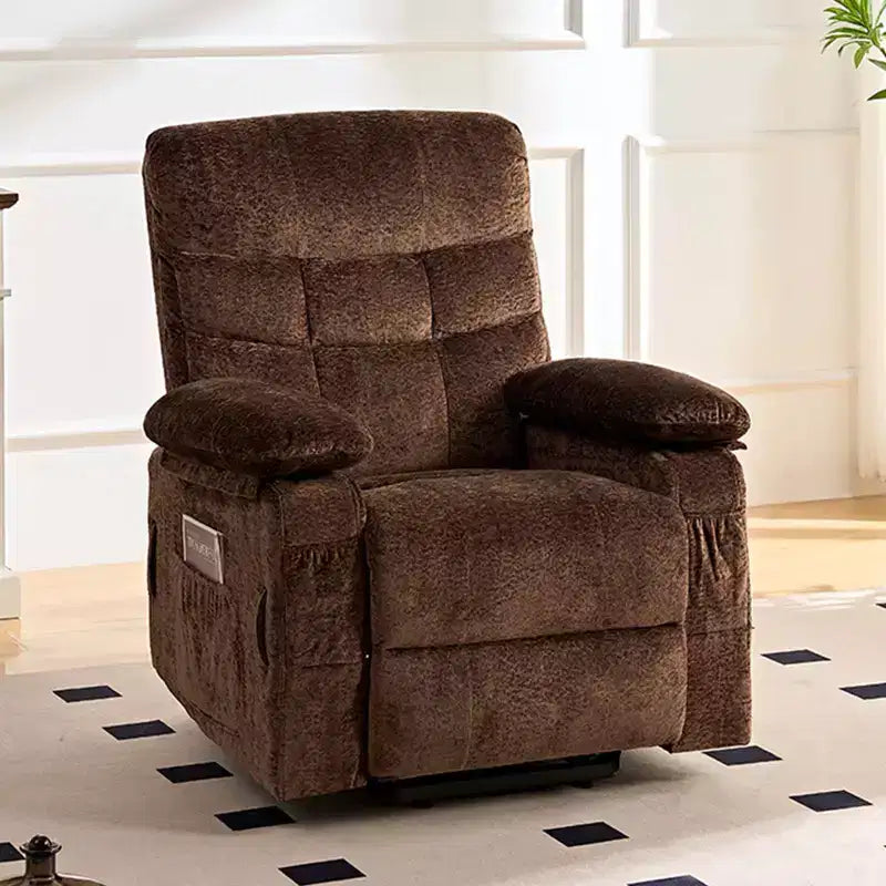 Fauteuil inclinable électrique en velours grande taille avec chauffage lombaire et massage vibrant à 8 points, fauteuil pour personnes âgées