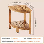 Banc de douche d'angle en teck, 17 Hauteur 12 Rayon, Banc de douche d'angle 100% bois de teck, 136 kg avec étagère de rangement, Tabouret de douche, Marron