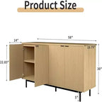 Buffet de rangement, meuble à couverts de 147 cm avec étagères réglables, adapté aux salons