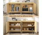 Buffet de rangement, meuble à couverts de 147 cm avec étagères réglables, adapté aux salons