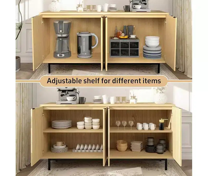 Buffet de rangement, meuble à couverts de 147 cm avec étagères réglables, adapté aux salons