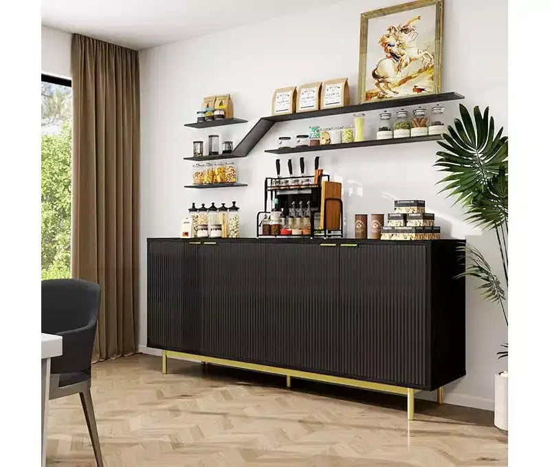 Buffet de rangement, meuble à couverts de 147 cm avec étagères réglables, adapté aux salons