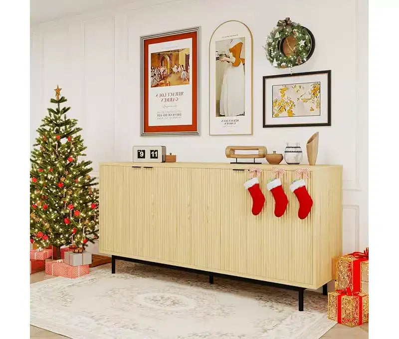 Buffet de rangement, meuble à couverts de 147 cm avec étagères réglables, adapté aux salons