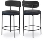 Meridian Furniture,Beacon Black Vegan Leather Seat Stool, Set of 2