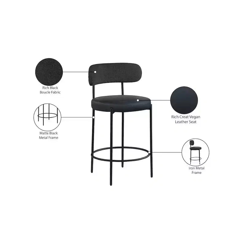 Tabouret d'appoint en cuir végétalien noir Beacon, lot de 2