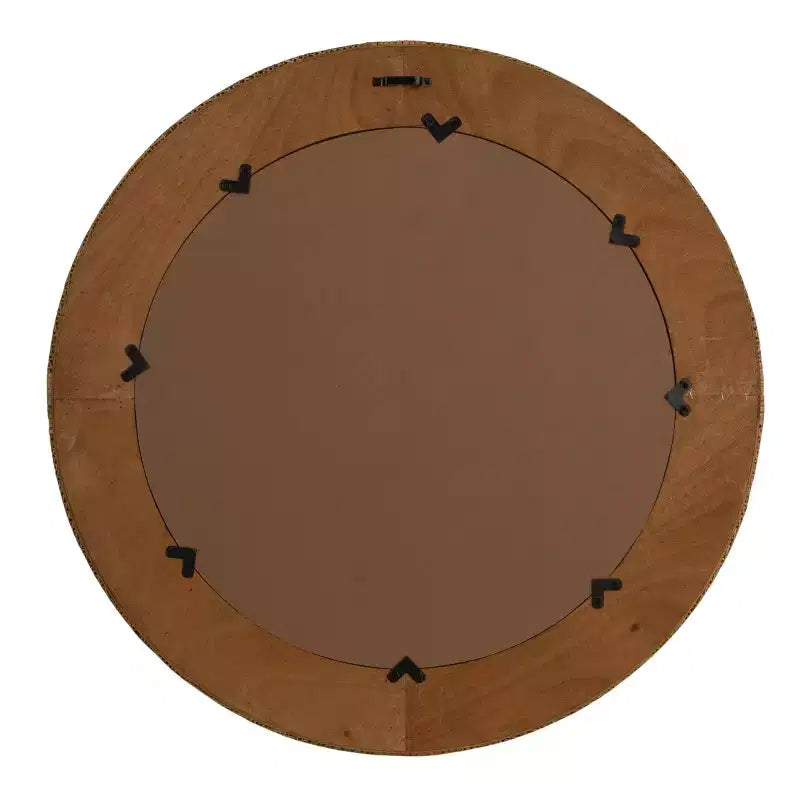 Miroir Mural Rond en Rotin Tressé Main, Naturel